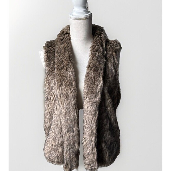 Abercrombie & Fitch Women Faux Fur Open Front Vest Large Soft Animal Size XL - Picture 5 of 8